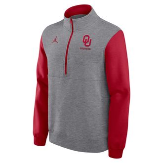 Nike Jordan Mens Oklahoma Club Jordan Brand College 1/2-Zip Crew in Grey | 0JJW081NOKN-7HV