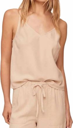 Bella Dahl Clean Cami V-Neck Top In Linen Sand