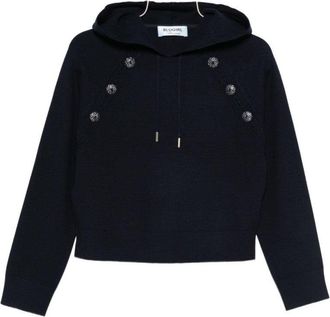 Blugirl Cropped Hooded Sweatshirt With Decorative Button Detail