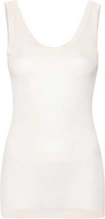 Christophe Lemaire Geribbelde Tanktop - Dames - Tops zonder mouwen - Wit - M - Tops
