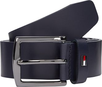 Tommy Hilfiger Lederg&uuml;rtel TOMMY HILFIGER DENTON 3.5 cm breit EXT, Herren, Gr. 11,5, blau (space blau), Rindsleder, unifarben, G&uuml;rtel Lederg&uuml;rtel, Einfachdornschlies