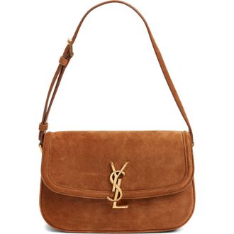 Saint Laurent Medium Solferino Suede Shoulder Bag in Caramel Cognac at Nordstrom