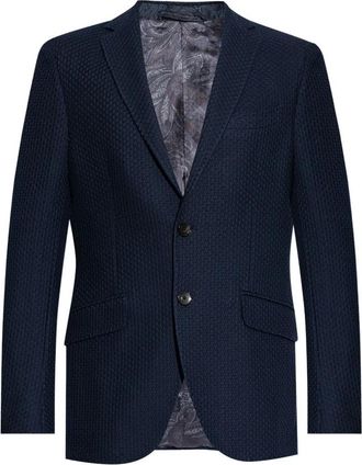 Etro Blauw Katoenen Jas met Reverskraag - Heren - Blazers - Blauw - M - Katoen - Jassen