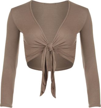 Generic women Long Sleeves Tie Shrug Mocha XXXL = 24-26