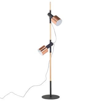 Beliani L&aacute;mpara De Pie Negra Cobrizo 125 Cm Focos Orientables Redondos Vidrio Transparente Dise&ntilde;o Moderno Owens