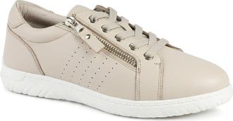 Jones Bootmaker Womens Buttercup Leather Zip & Lace Trainers - Stone - Size UK 8