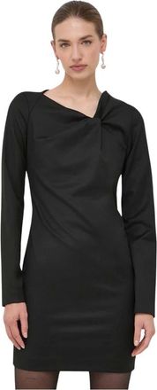 Trussardi Knot Lange Mouwen Mini Jurk - Dames - Korte kleedjes - Zwart - XS - Polyester - Kleedjes