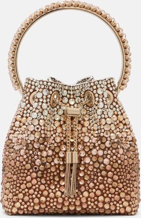 Jimmy Choo London Bon Bon Small crystal-embellished satin bucket bag