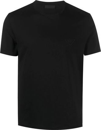 Prada Logo-gesticktes Baumwoll-T-Shirt
