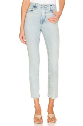 Good American Classic Natural Fray Hem Jean In Indigo