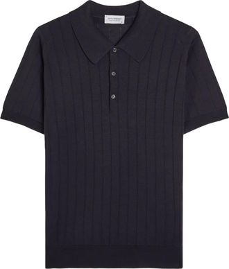 John Smedley ribbed polo shirt - Blue
