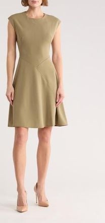Calvin Klein Cap Sleeve A-Line Dress in Light Olive at Nordstrom Rack, Size 12