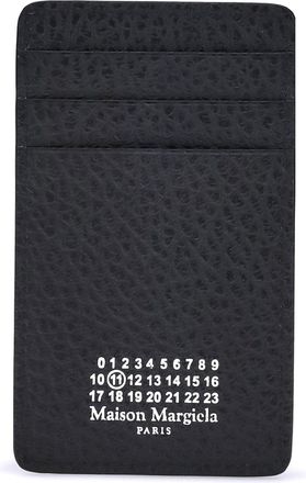 Maison Margiela Mens Vertical Card Holder Black Grained Leather Calf Umbrellas Accessory