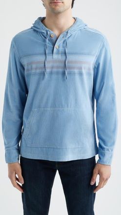 Johnnie-O Dorn Washed Stretch Corduroy Henley Hoodie in Maliblu at Nordstrom, Size Xx-Large