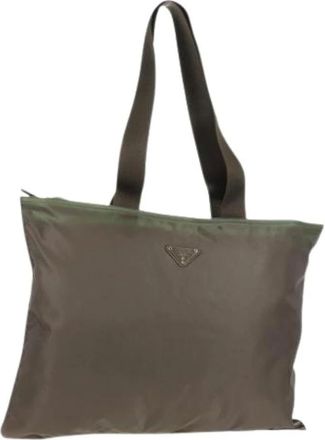 Prada Pre-owned Tote Bags, female, Green, Size: ONE SIZE Pre-owned Nylon Tote Bag
