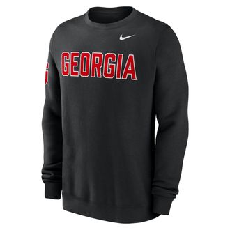 Nike Georgia Sideline Club Nike Mens College Pullover Crew in Black | 02TT00AUGV-R0M