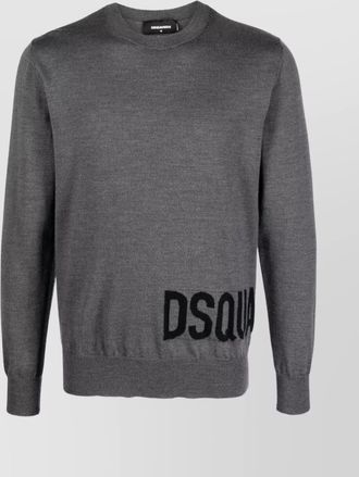 Dsquared2 ribbed hem long sleeve crew neck sweater