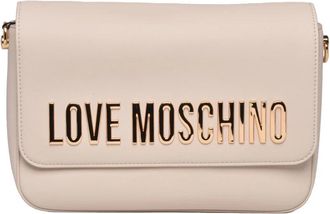 Love Moschino Schoudertas van polyurethaan met logo-reli&euml;f - Dames - Schoudertassen - Beige - ONE Size - Tassen