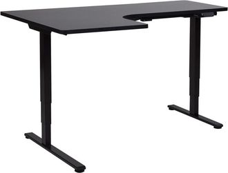 Beliani Beliani - Escritorio Esquinero Regulable El&eacute;ctrico Forma De L 160 X 59 Cm Izquierdo Tablero Negro Base Negra Destines
