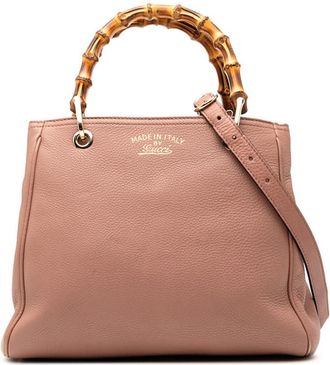 Gucci Pre-owned Gucci Small Calfskin Bamboo Shopper Satchel Ladies 336032 520981