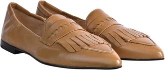 Pomme Dor Kameel leren instapper met franjes - Dames - Loafers - Beige - 37 1/2 EU - Leer - Schoenen