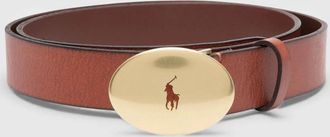 Ralph Lauren Womens Polo Ralph Lauren Classic Logo Leather Belt Brown - Size: L