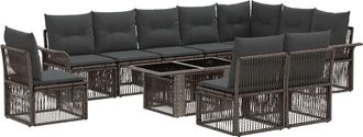 vidaXL Conjunto De Sof&aacute;s De Jard&iacute;n 11 Uds. Gris Y Gris Oscuro Vidaxl