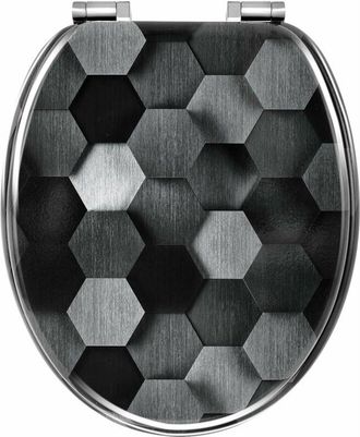 Woltu Tapa De Inodoro Con Sistema De Bajada Autom&aacute;tico Tapa Wc Para Inodoro De Forma O Montaje Sencillo Bisagras Estables (ceniza De Panal De Ciencia Y Tecn