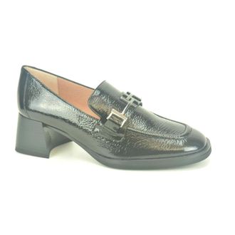 Hispanitas Schoenen, Dames, Zwart, 40 EU, Zwarte Moccasin Hakken met Kant