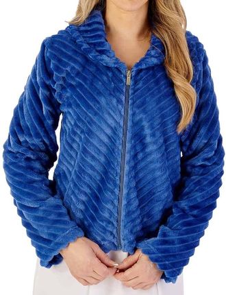 Slenderella Stripes Zip Opening Long Sleeve Bedjacket (16/18, blue)