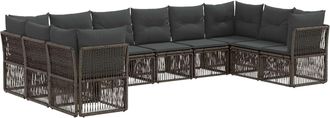 vidaXL Conjunto De Sof&aacute;s De Jard&iacute;n 10 Uds. Gris Rat&aacute;n Sint&eacute;tico Vidaxl