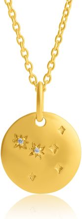 MAX + STONE Vermeil Aquarius Zodiac Pendant Necklace with White Sapphire Accents