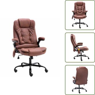 vidaXL The Living Store Sedia da Ufficio Massaggiante Marrone Chiaro in Scamosciato - Sedia ergonomica