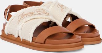 Jimmy Choo London Sandali Joa in canvas e pelle con ricamo
