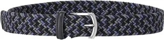 Anderson's 3-5 cm gevlochten elastische riem met leren afwerking - Heren - Accessoires - Blauw - Maat: 85 CM Leer