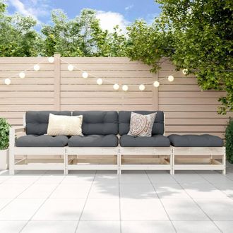 vidaXL Juego De Muebles De Jard&iacute;n 4 Pzas Madera Maciza De Pino Blanco Vidaxl