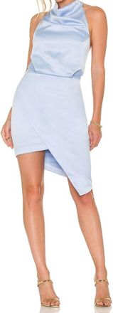 Elliatt Camo Halter Asymmetric Hem Mini Dress In Blue