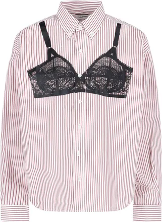 Vaquera Red/White Striped Lace Overlay Shirt