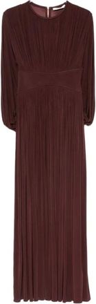 Zimmermann Gowns, female, Brown, Size: XS Luna Pleated Long-Sleeve Dress