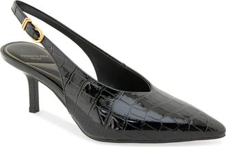 Kenneth Cole Ulysses Pointed Toe Slingback Pump in Black Croco at Nordstrom, Size 6.5