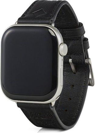 MCM Apple Watch Band in Embossed Monogram Leather in Black at Nordstrom