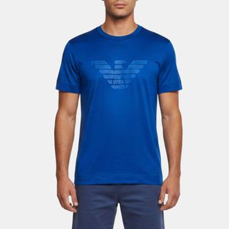 Emporio Armani Blue Maxi Eagle Logo Jersey T-Shirt