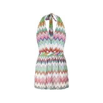 Missoni Playsuits, female, Multicolor, Size: M Zigzag Halterneck Playsuit