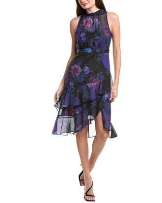 Adrianna Papell Halter Glitter Midi Dress