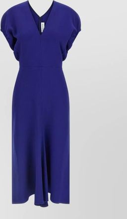 Victoria Beckham edith midi dress puff sleeves v neckline