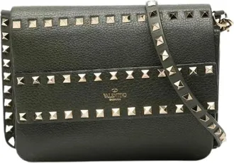 Valentino Pre-owned Cross Body Bags, female, Green, Size: ONE SIZE Pre-owned Rockstuds Leather Shoulder Bag