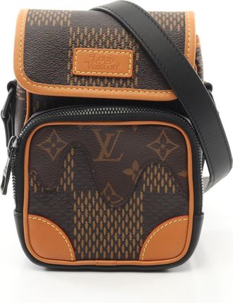 Louis Vuitton Black Brown Coated Canvas Leather Shoulder Bag (Pre-Owned)