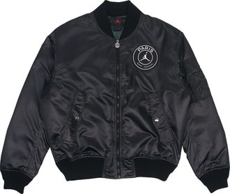 Nike Jordan Mens Air Jordan Paris Saint-Germain MA-1 Casual Sports Alphabet Solid Color Padded Clothes Black DB6493-010