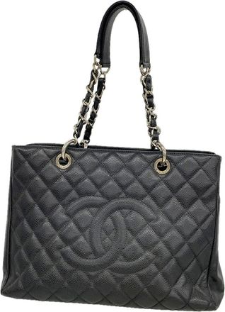 Chanel Black Grained Calfskin Tote Bag (Pre-Owned)