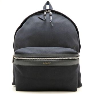 Saint Laurent Black Canvas Leather Backpack (Pre-Owned)